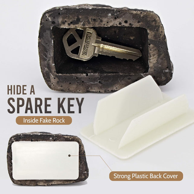 Ram-Pro Hide-a-Spare-Key Rock - Looks & Feels Like Real Stone - Safe for Outdoor Garden or Yard, Geocaching