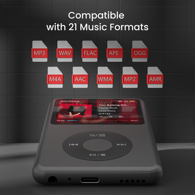 Y1 Mp3 Player with Bluetooth 128G Innioasis Version Upgrade Portable Mini Hifi Sound Bluetooth Walkman Digital Music Player 2.4" Screen Nice 2025 Black