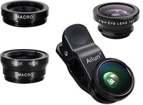 Ailun iPhone Lens,3 in 1 Clip On 180 Degree Fish Eye Lens+0.65X Wide Angle+10X Macro Lens,Universal HD Camera Lens Kit for iPhone 7/6s/6s Plus/6/SE/5/