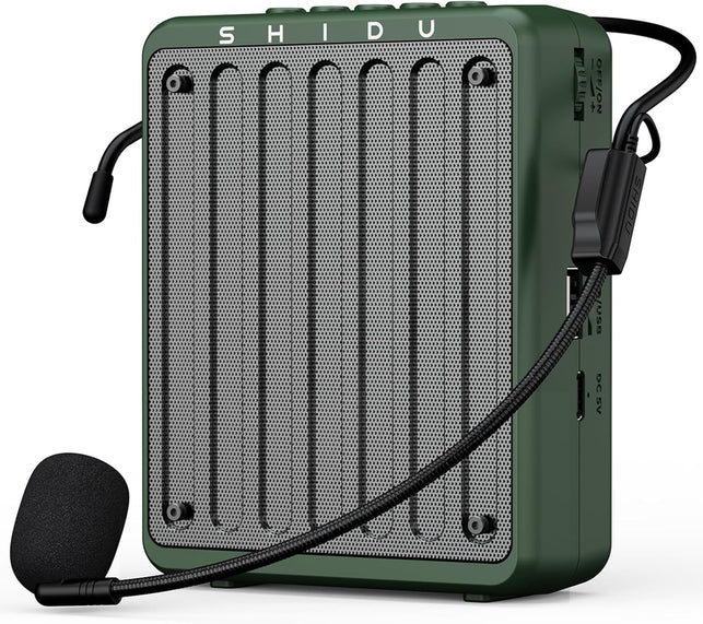SHIDU Wireless Voice Amplifier for Teachers with Bluetooth Headset Microphone Portable PA System for Tour Guides Coaches Yoga Fitness Instructors (Green)