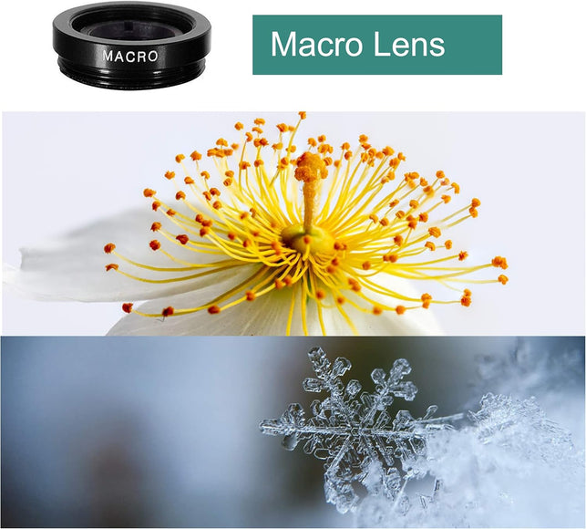 Ailun iPhone Lens,3 in 1 Clip On 180 Degree Fish Eye Lens+0.65X Wide Angle+10X Macro Lens,Universal HD Camera Lens Kit for iPhone 7/6s/6s Plus/6/SE/5/