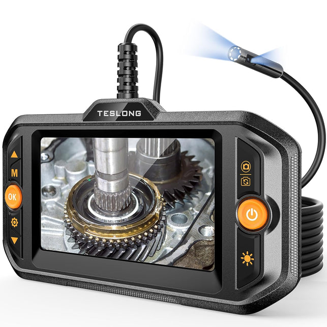 Teslong Dual Lens Endoscope with Light, Mechanic Borescope Inspection Camera, Fiber Optic Scope, Flexible Snake Probe for Automotive, HVAC, Wall & Home Inspections (16.5FT)
