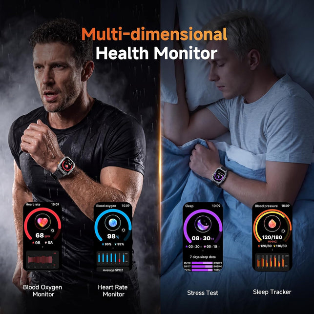 Military Smart Watches for Men 1400Mah, 2.01" HD, Bluetooth Call with LED