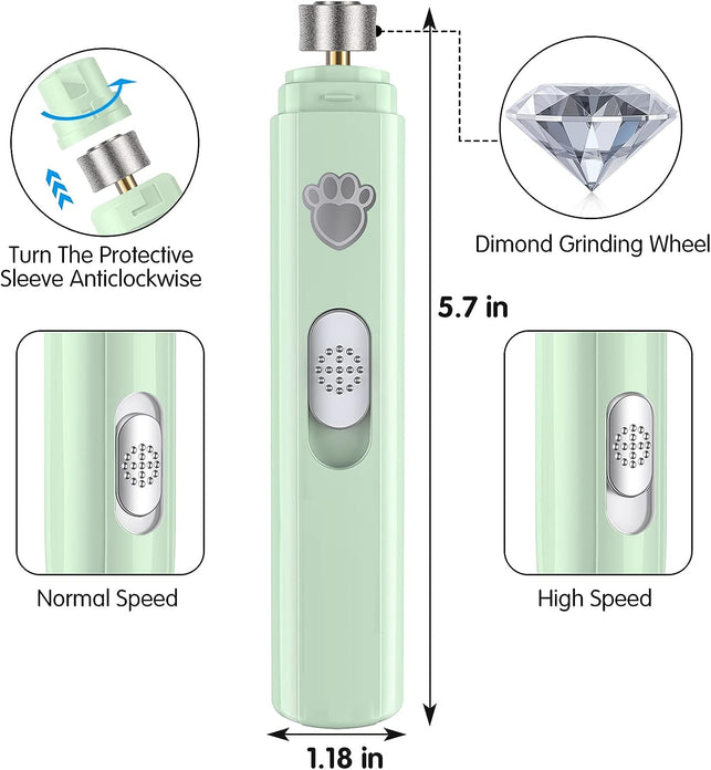 VIWIK Dog Nail Grinder, 2-Speed Rechargeable Dog Nail Trimmers for Large Medium & Small Dogs, Upgrade Professional Electric Pet Paws Grooming, Quiet Puppy Grooming Tool, for Dogs Cats