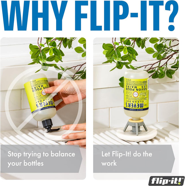 Flip-It! 2-Pack Premium Bottle Emptying Kit – No More Wasted Product - Fits Most Plastic Bottles – Get Out Every Drop of Shampoos, Lotions, & More – 2 Base Caps, 6 Adapters – Pastel Color Edition