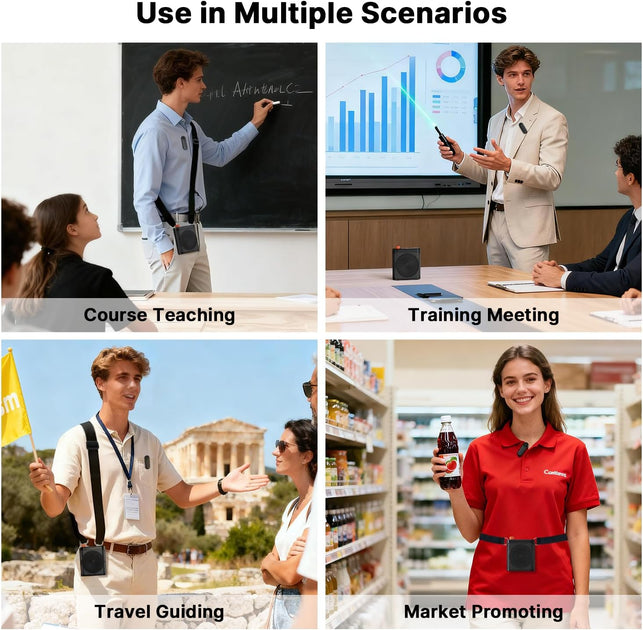 Yayusi Wireless Voice Amplifier for Teachers with 2 Magnetic Lavalier Mics, Hands Free Mini Portable Microphone and Speaker with Lanyard, Rechargeable Teacher Microphones for Classroom/Meetings/Speech