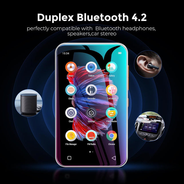 72GB Wifi Mp3 Player with Bluetooth, TIMMKOO 4.0" Full Touch Screen Mp3 Mp4 Player, Portable Hifi Sound Walkman Digital Music Player with FM Radio,Recorder, Ebook,Clock, Browser (White)