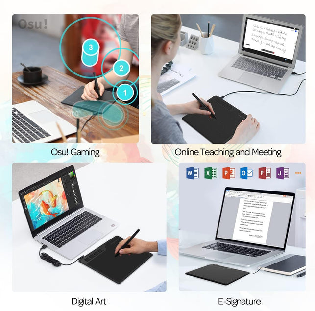GAOMON S620 Drawing Tablet 6.5 X 4 Inch Graphics Tablet with 8192 Passive Pen 4 Customizable Expresskeys for Digital Drawing & OSU & Online Teaching-For Mac Windows Android OS