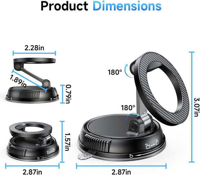 ANDERY Car Phone Holder for Magsafe [78+LBS Strongest Suction & 2400Gf Strongest Magnetic] 360° Adjustable Car Phone Mount, Phone Holders for Your Car for Iphone 17-12 Pro Max Air plus (Carbon Fiber)