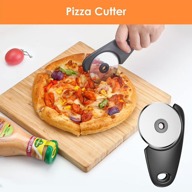 Pisol Kitchen Unique Gadgets Set 6 Pieces, Space Saving, Cheese Grater, Bottle Opener, Fruit Vegetable Peeler, Pizza Cutter, Garlic Ginger Grinder, Herb Stripper Gift Set
