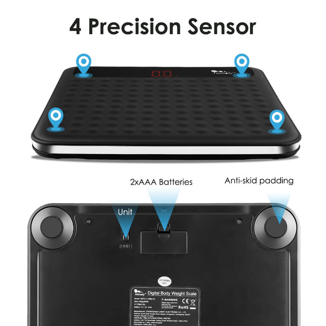 Himaly Digital Body Weight Scale Bathroom Scale, Step-On Technology High Precision Measurements Scales with Large Non Slip Silicone Platform and LCD Digital Display, 400Lbs/180Kg Capacity