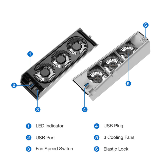 JUSPRO Cooling Fan for PS5 Accessories, Upgraded Quiet Cooler Fan with LED Light for Playstation 5 Console/Playstation 5 Digital Edition & Ultra HD Game Console