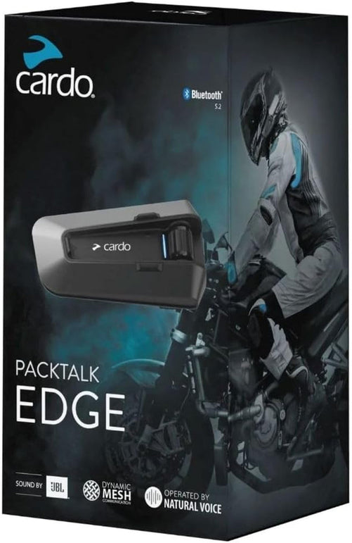 Cardo PACKTALK Edge Motorcycle Bluetooth Communication System Headset Intercom - Dual Pack, Black