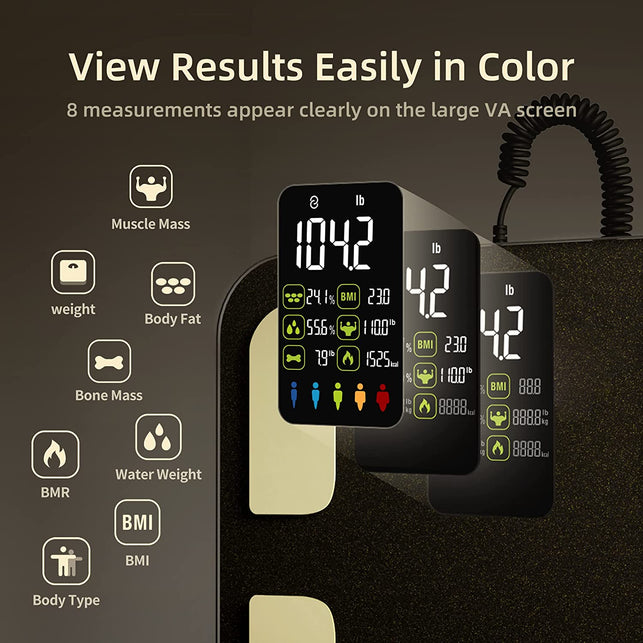 Scale for Body Weight, Runstar 8 Electrodes High Accurate Rechargeable Composition Analyzer with BMR Index Body Fat Digital Scale Composition Muscle & Fat Measurement Large Display 400Lb