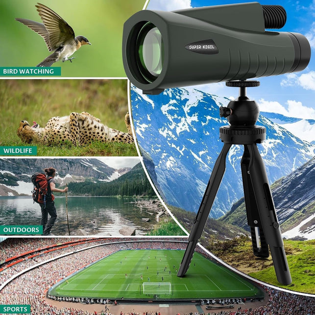 80X100 HD Monoculars for Adults High Powered, Monocular Telescope for Smartphone, BAK4 Prism & FMC Lens, Tripod with Smartphone Adapter Suitable for Bird Watching Hunting Hiking Traveling Sports