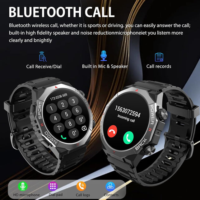 1.7" Smart Watch round Touch Screen, Bluetooth Call for Ios Android