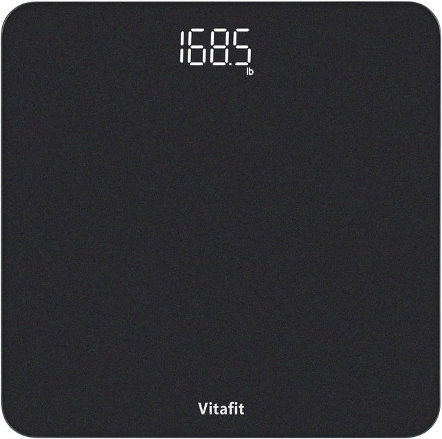 Vitafit Digital Bathroom Scale for Body Weight, Weighing Professional since 2001, Clear LED Display and Step-On, 3*AAA Batteries Included, 400Lb/180Kg, Spray Silver Black