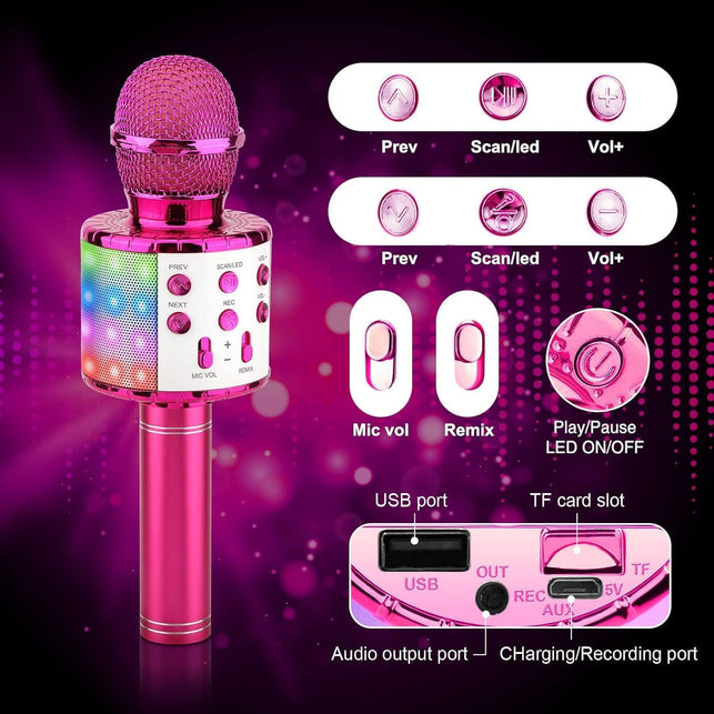 Bluefire 4 in 1 Handheld Karaoke Microphone Portable Karaoke System(Purple)