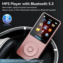 RUIZU 64GB MP3 Player with Bluetooth 5.3, 1.8" Screen Portable Music Player, FM Radio, Voice Recording, Ebook, Shuffle Single Loop, 80H Digital Audio Video Playback, Lightweight, Support 128GB TF Card