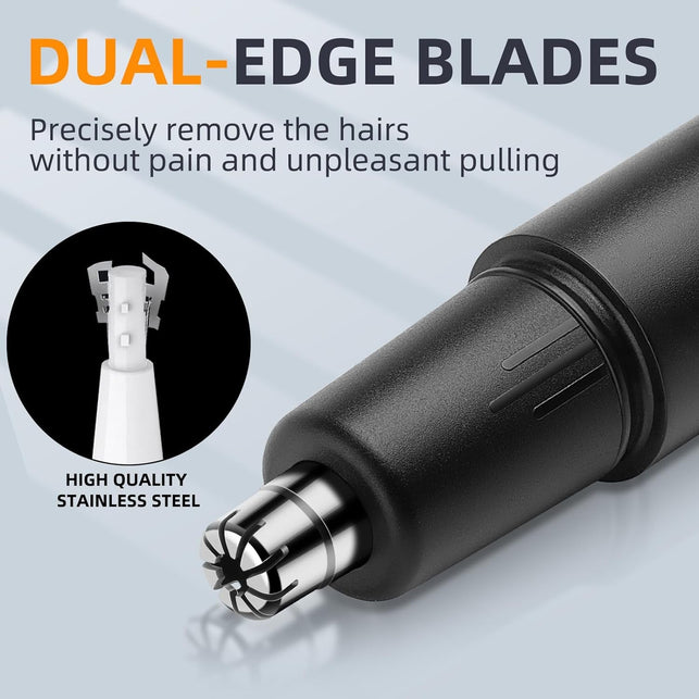 Ear and Nose Hair Trimmer Clipper - 2023 Professional Painless Eyebrow & Facial Hair Trimmer for Men Women, Battery-Operated Trimmer with IPX7 Waterproof, Dual Edge Blades for Easy Cleansing Black