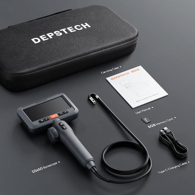 DEPSTECH 10FT Articulating Endoscope Camera with Light: Dual Lens Two-Way Articulated Industrial Borescope with 4.5" Screen and Snake Cable, Inspection Camera Automotive Tool for Wall, Pipe, Mechanic