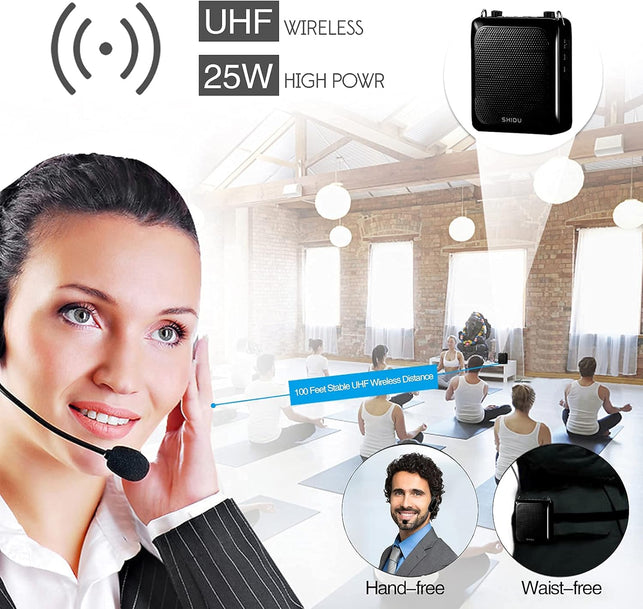 Wireless Voice Amplifier Bluetooth, Microphone Amplifier Wireless 25 Watt Sound System Portable with Mic, 2000Mah Rechargeable Lithium Battery for Teachers/Tour Guide S28