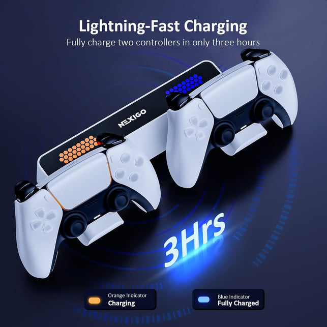Nexigo PS5 Wall Mount Kit with Charging Station, Dual Controller Chargers, Steel Wall Stand, and Headphone Hanger - Compatible with Playstation 5 (Disc & Digital)