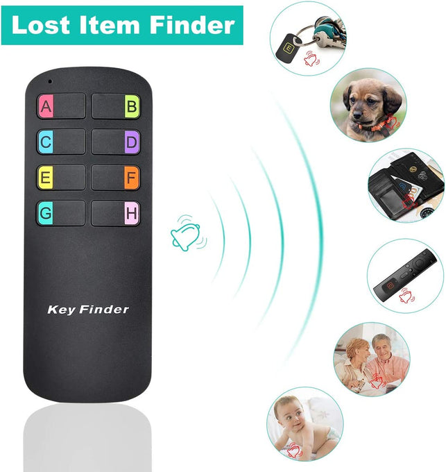 Key Finder Locator,Wireless RF Item Locator with Letters Key Tracker with 85DB Loud Beeping Sound and 115 Feet Remote Control 8 Receivers Anti-Lost Tags and Keychains