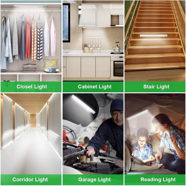 Goodland 160 LED Closet Lights Motion Sensor under Cabinet Lights Indoor Lighting 3600Mah Battery Powered Light Bar Dimmable Rechargeable Closet Light for Kitchen, Wardrobe, Stairs(2 Pack)