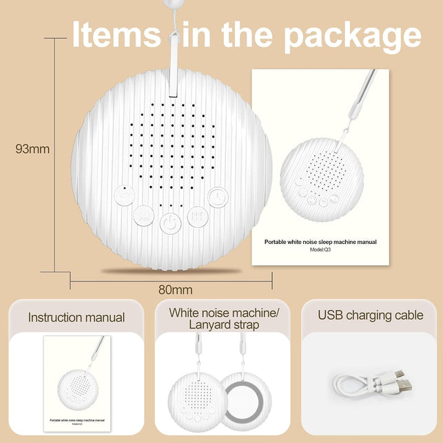 ANYPLUS White Noise Sound Machine, Portable Sound Machine Baby with 10 Soothing Sounds,Volume Control, 4 Timers, Battery Operated and USB Rechargeable Noise Canceling Travel Sound Machine for Nursery