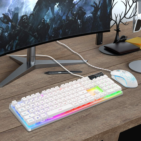 Gaming Keyboard and Mouse Combo, K1 RGB LED Backlit Keyboard with 104 ...