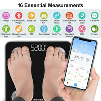 INSMART Smart Scale for Body Weight, Digital Bathroom Scale with BMI, Muscle Mass, Bluetooth Body Fat Scale,16 Body Composition Analyzer with Smart APP Sync Weight Scale - Black