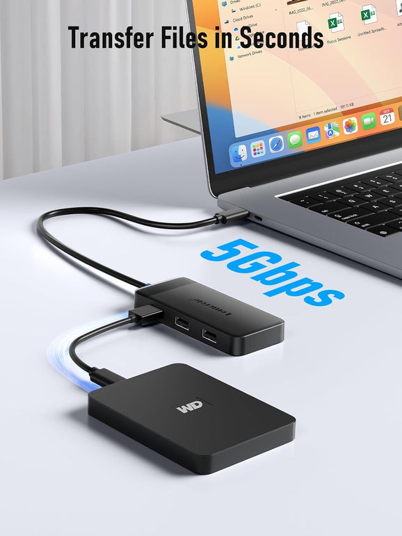 Lemorele 6-In-1 USB C Docking Station Monitor with Dual HDMI 4K30Hz Display