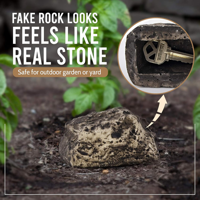 Ram-Pro Hide-a-Spare-Key Rock - Looks & Feels Like Real Stone - Safe for Outdoor Garden or Yard, Geocaching