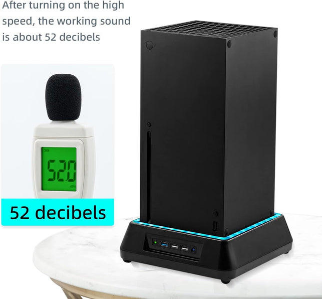 Mcbazel Cooling Fan for Xbox Series X,RGB LED Light Vertical Cooling Stand with Adjustable 3 Levels of Fan Speed