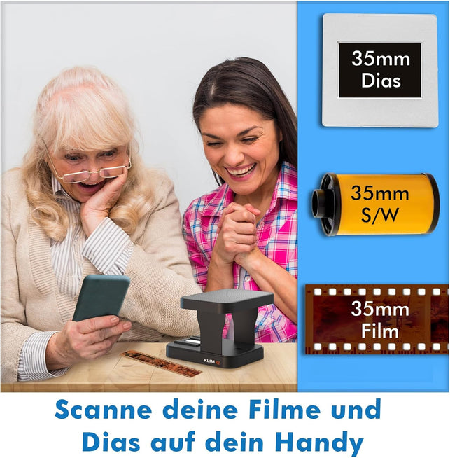 KLIM K2 Mobile Film Scanner 35Mm - Free APP - New Version - Positive & Negative Converter, Slide & Photo Digitizer, 35Mm Color Developing Kit Essential - Top Choice for Preserving Old Photos