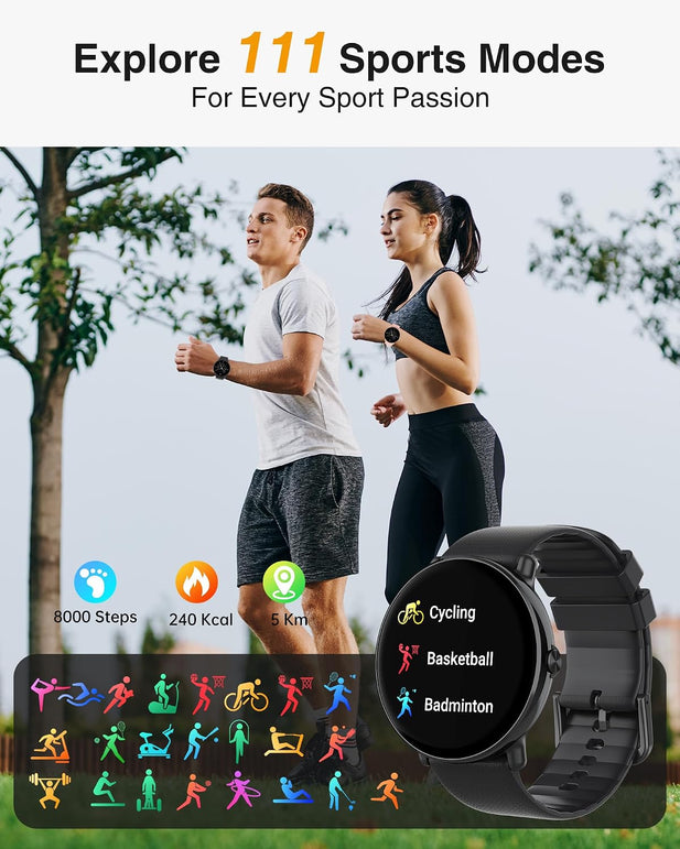 Smart Watches for Men - 1.43" AMOLED Display Smartwatch with Call Function, 111+ Sports, Notification, IP68 Waterproof, Fitness Watch with Heart Rate Spo2 Sleep Monitor Step Counter for Android Ios