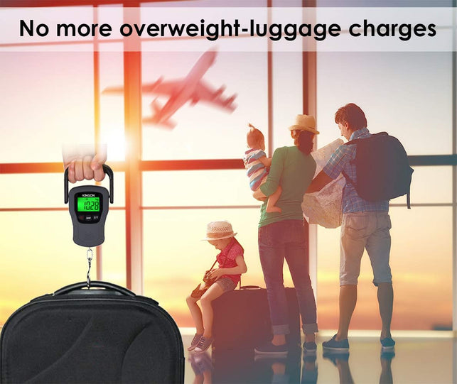 Digital Hanging Luggage Scale with Comfortable Handle and Large Hook, 110Lb/50Kg, Backlit Portable Scale for Travel Fishing with Tare/Hold Function, AAA Batteries Included, Grey