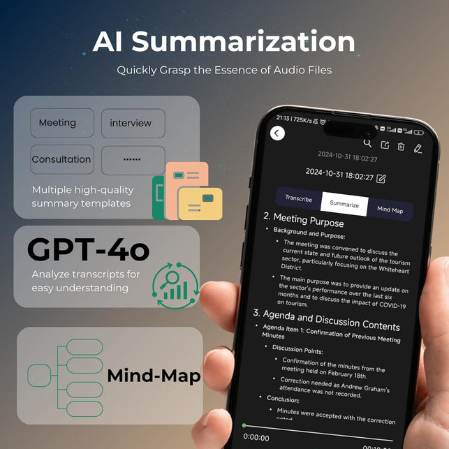 Focase Note AI Voice Recorder, Transcribe, Summarize & Translation with AI, APP Control, 64GB Storage, Support 112 Languages, Ultra-Slim Magnetic Dictaphone Note Taker for Calls, Lectures and Meetings