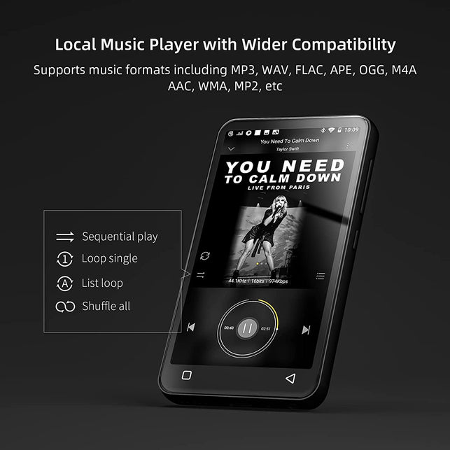 innioasis  MP3 Player with Bluetooth and Wifi,Mp3 Player with Spotify,Spotify Kids,Audible,Pandora,Amazon Music,4" Music Player MP4 up to 1Tb(80Gb,Black)