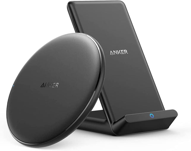 Anker Wireless Chargers Bundle, Powerwave Pad & Stand Upgraded, Qi-Certified, Fast Charging Iphone 12, 12 Mini, 12 Pro, Max, SE, 11, 11 Pro, 11 Pro Max, Xs Max, Galaxy S20, Note 10 (No AC Adapter)