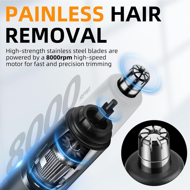 Ear and Nose Hair Trimmer Clipper - 2023 Professional Painless Eyebrow & Facial Hair Trimmer for Men Women, Battery-Operated Trimmer with IPX7 Waterproof, Dual Edge Blades for Easy Cleansing Black