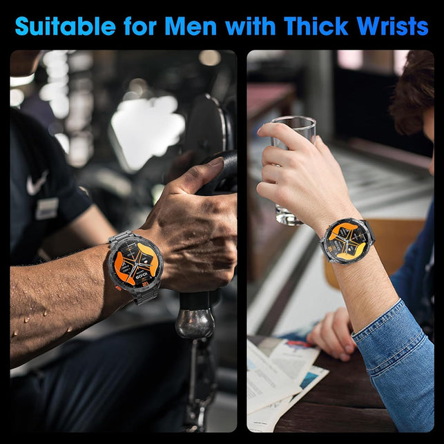 Military Smart Watch for Men 1.75" HD AMOLED Display 730Mah Battery Smart Watches with LED Flashlight for Android Ios（Bluetooth Call Answer/Dial Calls） Fitness Tracker Black Steel Strip