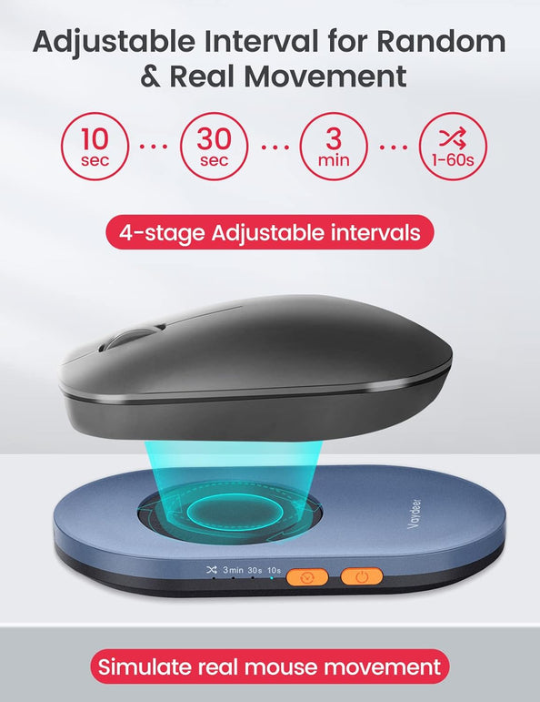 Vaydeer Ultra Slim Mouse Mover, Air 3 Mouse Jiggler with Adjustable Interval Timer, Undetectable & Noiseless, Simulates Realistic Mouse Movement, Driver-Free, Keeps PC Active, Gift Ideal for Fathers