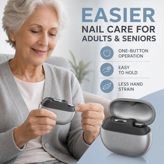 3-In-1 Electric Nail Clipper with LED Light, 2 Speeds, Gray