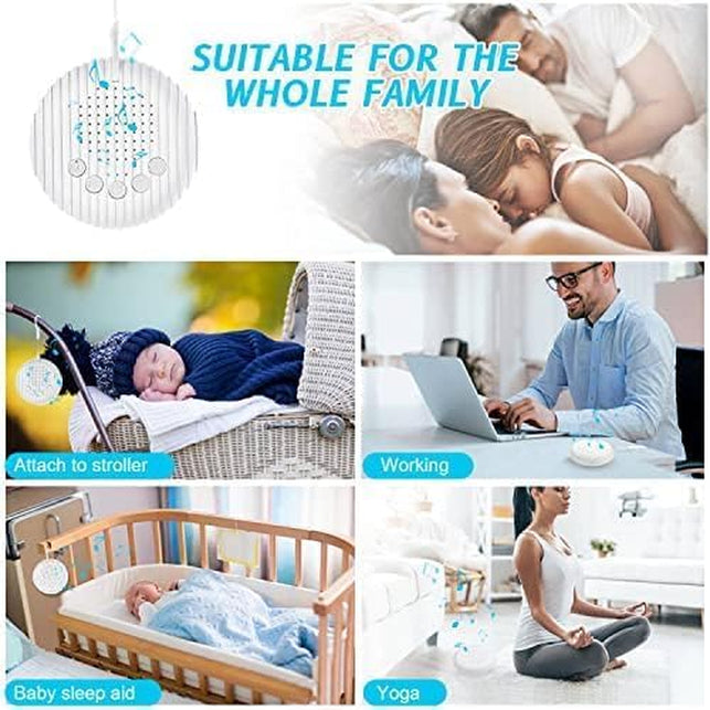 White Noise Machine, Xkey Portable Sound Machine with 10 Natural Soothing Sounds 3 Timers, Compact Sleep Sound Machine with Volume Control Powered by USB, White Hanging Sound Machine (A)