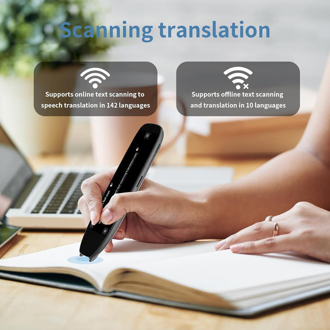 Scan Translator Pen, Dyslexia Tools, Language Translator Device, Text to Speech Reading Pen for Learning Difficulties, Language Learners and Elderly Users, 142 Online/10 Offline Languages