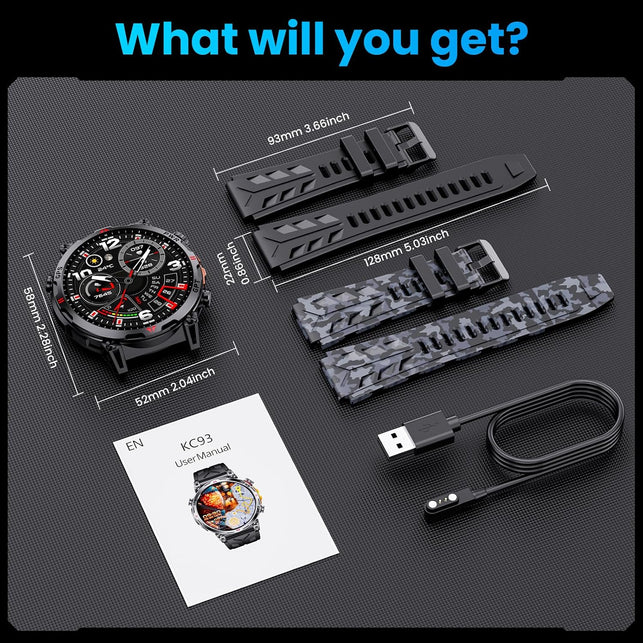 Military Smart Watch for Men Gps/Compass,Gpt,1.56"Amoled Screen,110+ Sports