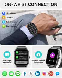 Smart Watch for Women Men, Smartwatch for Android Phones Iphone Compatible, 1.85" Smart Watches for Women Men, 110+ Sport Modes Smartwatch (2 Strap)