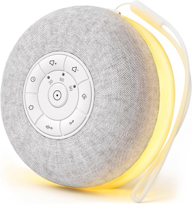 White Noise Machine with Bluetooth, White Sound Machine, Portable Sound Machine with 39 Soothing Sounds, Warm Night Light, Speaker, 3 Timer Settings for Deep Sleeping and Relaxing